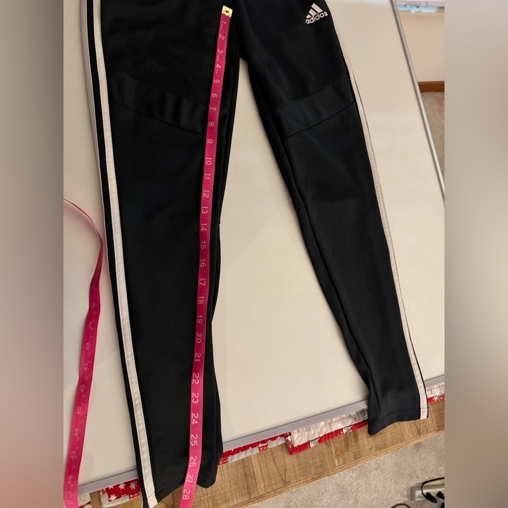 Adidas mens Black Joggers with White Stripes - Picture 2 of 8